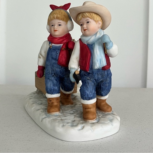 vtg home interiors denim days bringing home the tree 15354-01 christmas figurine - Picture 4 of 7